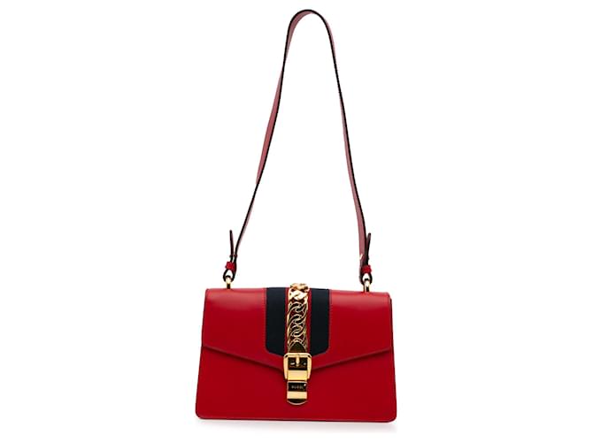 Gucci Red Small Sylvie Satchel Leather Pony-style calfskin  ref.1269036