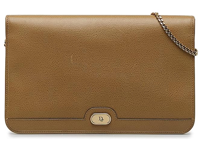 Dior Brown Leather Chain Crossbody Pony-style calfskin  ref.1269061