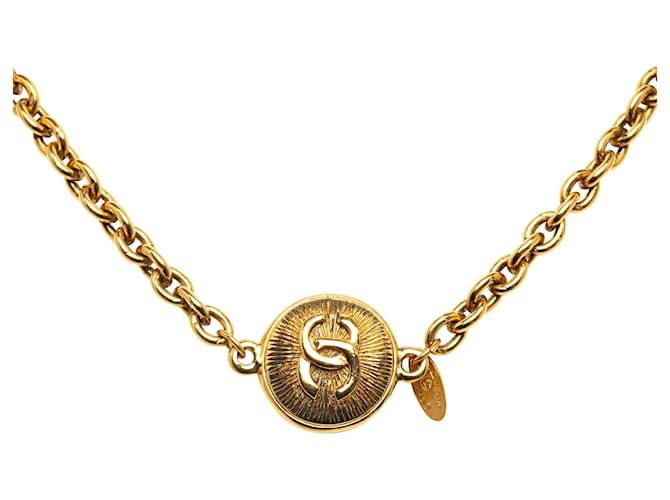 Chanel Gold CC Medaillon Halskette Golden Metall Vergoldet  ref.1269063