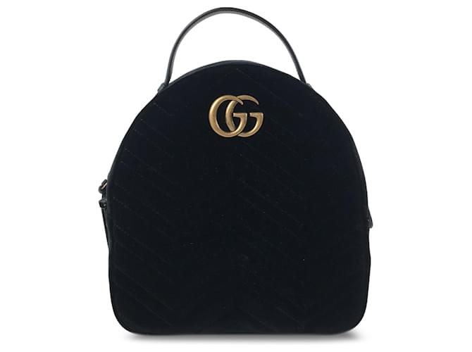 Kleiner Gucci GG Marmont Matelasse-Rucksack aus Samt, schwarz Tuch  ref.1269069