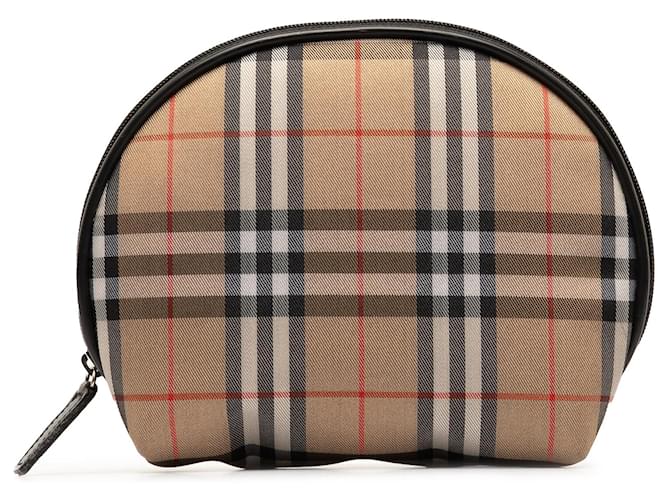 Burberry Brown House Check Pouch Beige Cloth Cloth  ref.1269074
