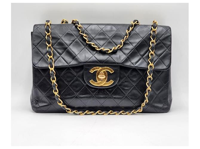 Chanel Timeless Classic Maxi XL Jumbo Crossbody Shoulder Bag Black Leather  ref.1269100
