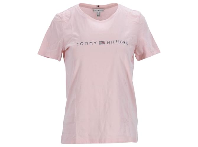Damen-T-Shirt aus Bio-Baumwolle mit Tommy Hilfiger-Logo Pink Angeln  ref.1269103