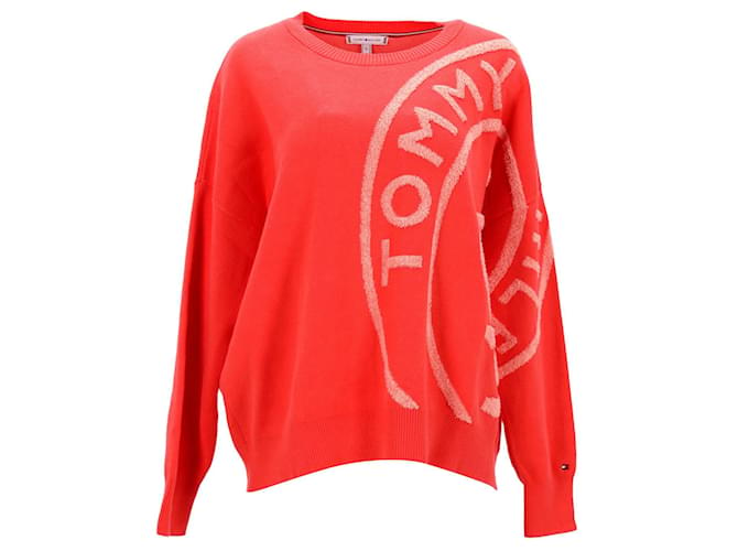 Suéter feminino Tommy Hilfiger Stamp Logo de algodão orgânico em algodão laranja  ref.1269104