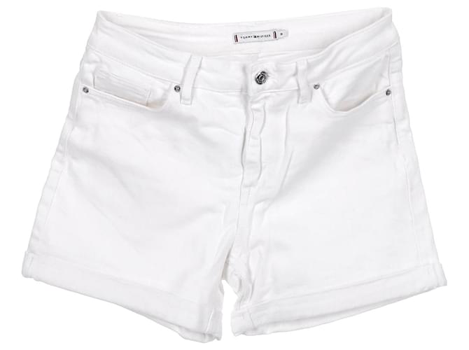 Tommy Hilfiger Shorts jeans feminino de ajuste reto Branco Algodão  ref.1269124