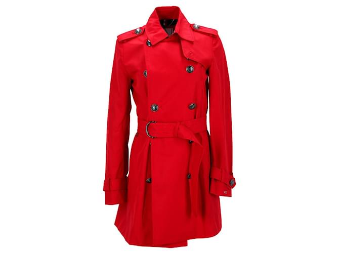 Tommy Hilfiger Womens lined Breasted Utility Trench Coat in Red Cotton  ref.1269127