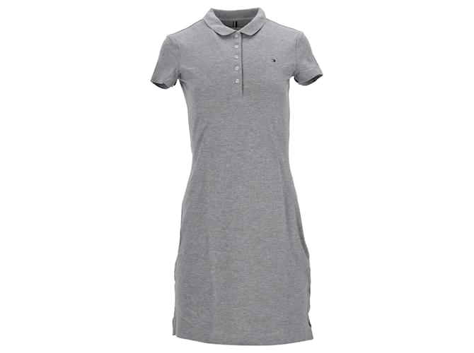 Tommy Hilfiger Womens Slim Fit Short Sleeve Polo Dress Grey Cotton  ref.1269131