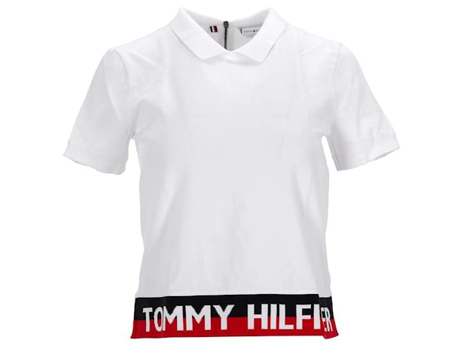 Tommy Hilfiger Damen-Poloshirt aus Bio-Baumwolle mit entspannter Passform aus weißer Baumwolle  ref.1269132