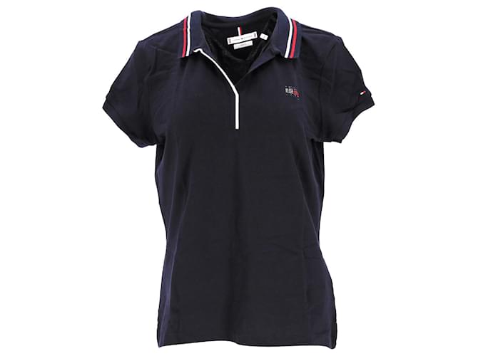 Tommy Hilfiger Womens Signature Slim Fit Polo in Navy Blue Cotton  ref.1269138