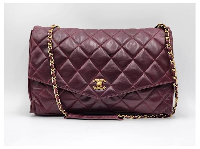 Chanel Timeless Classic Maxi XL Jumbo Crossbody Shoulder Bag Dark red Leather  ref.1269150