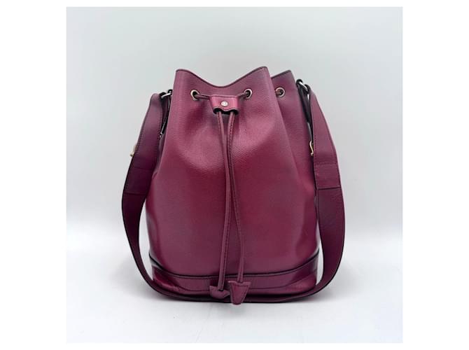 Tie Bag Céline Celine Leather Sac Seau Bucket Drawstring Bag with side pocket Red  ref.1269159
