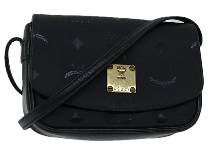MCM Vicetos Logogram Shoulder Bag Nylon Black Auth 67103  ref.1269191