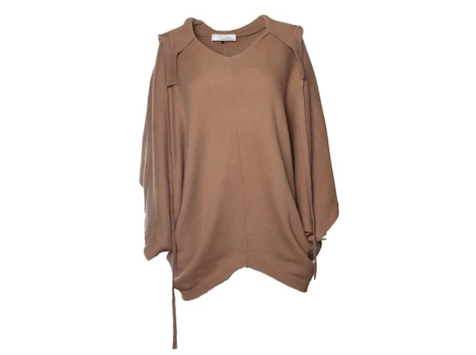 Valentino, Hooded cashmere poncho in camel Brown  ref.1269244