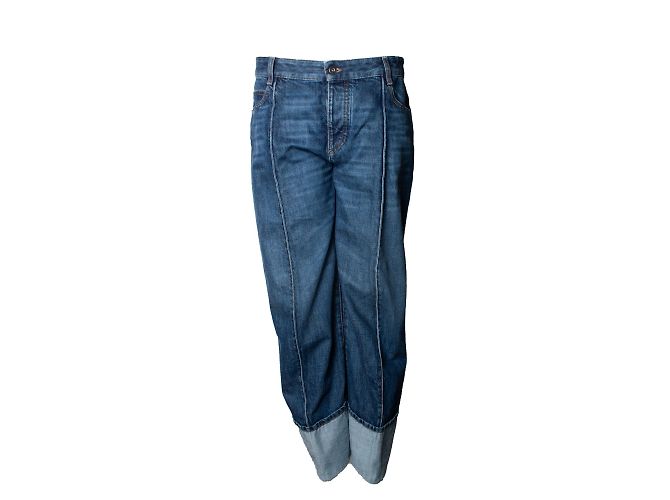 Bottega Veneta, vaqueros cropped doblados Azul