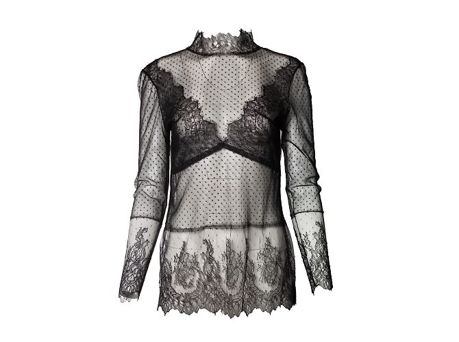 Autre Marque Sabrina Nadal, Top de encaje negro