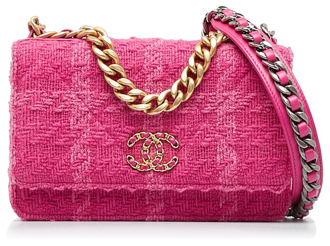 Wallet On Chain CHANEL HandbagsLinen Pink  ref.1269317