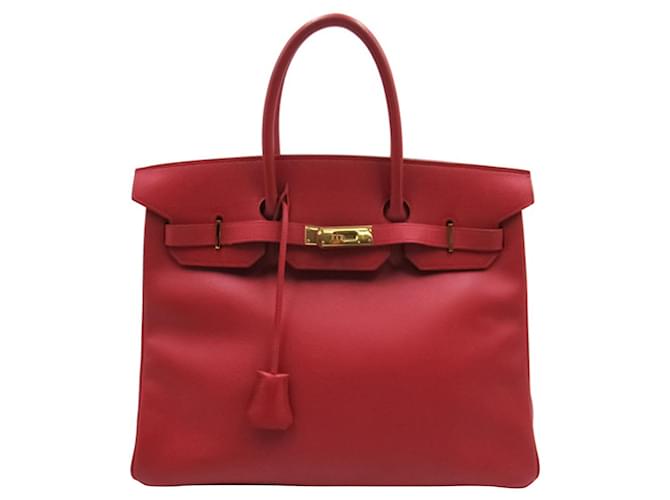 Birkin Hermès HERMES HandbagsLeather Red  ref.1269323