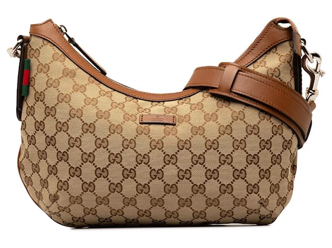 Brown Gucci GG Canvas Web Crossbody Leather  ref.1269332