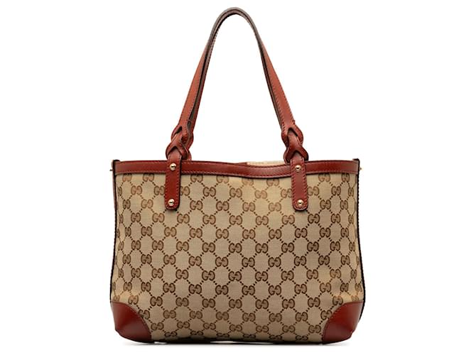 Brown Gucci Small GG Canvas Craft Tote Leather  ref.1269338