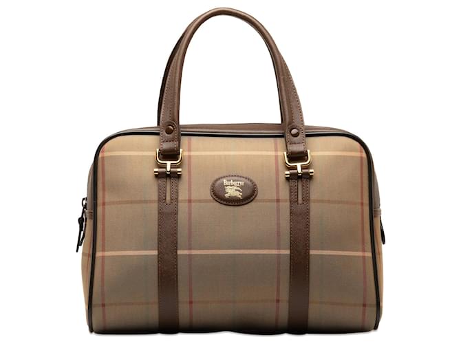 Brown Burberry Vintage Check Boston Leather  ref.1269350