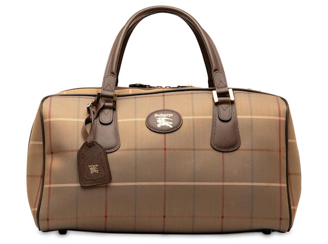 Brown Burberry Vintage Check Boston Bag Leather  ref.1269351