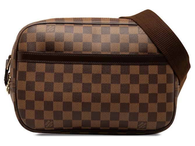 Brown Louis Vuitton Damier Ebene Reporter PM Crossbody Bag Leather  ref.1269354