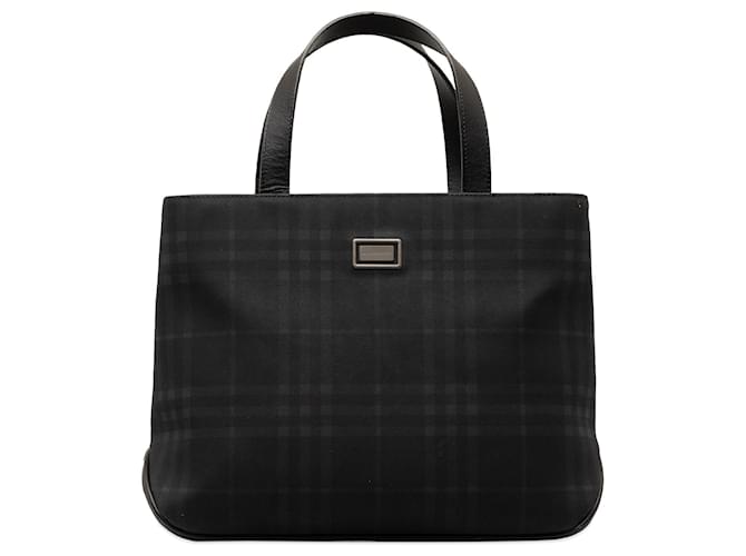 Schwarze Burberry-Handtasche mit Rauchkaromuster Leder  ref.1269364