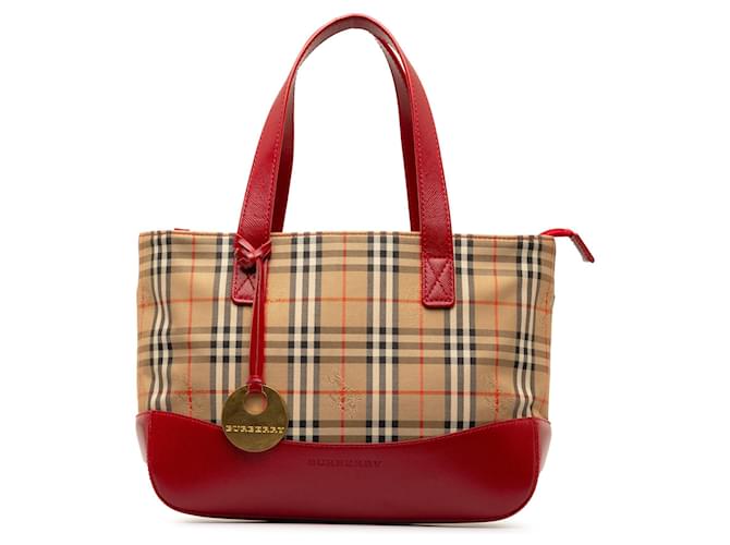 Brown Burberry Haymarket Check Handbag Leather  ref.1269369