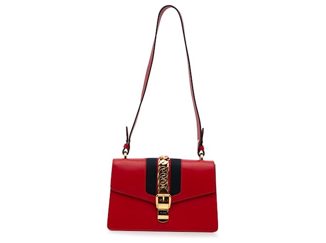Red Gucci Small Sylvie Satchel Leather  ref.1269372