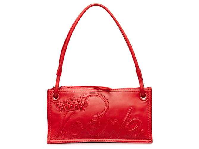 Bolsa de ombro vermelha com logotipo Loewe Vermelho Couro  ref.1269375
