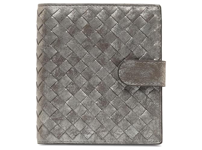 Gray Bottega Veneta Intrecciato Leather Bi-fold Wallet Pelle  ref.1269379