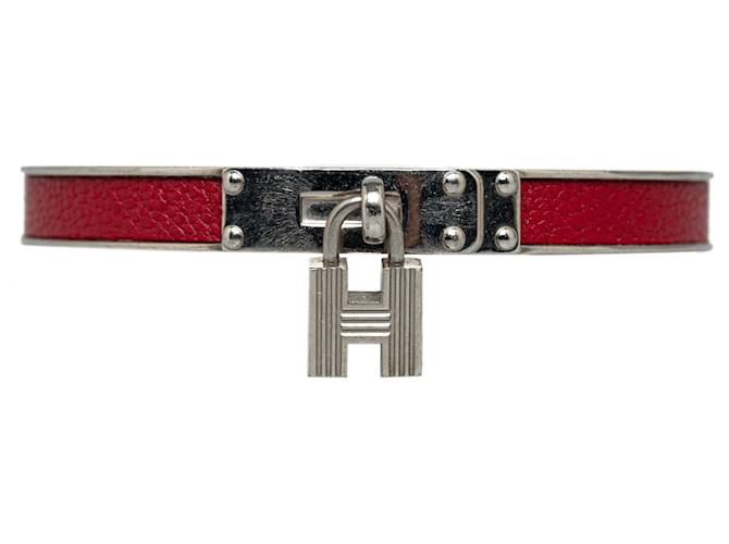 Hermès Bracciale rosso per costume Hermes Kelly H Lock Cadena Pelle  ref.1269428