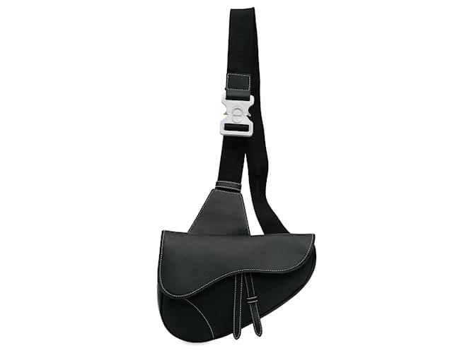Black Dior Grained Leather Saddle Crossbody  ref.1269436