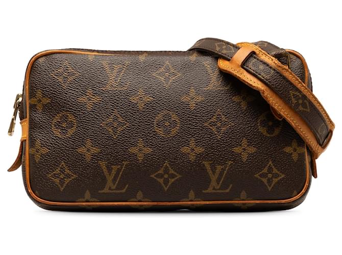 Brown Louis Vuitton Monogram Pochette Marly Bandouliere Crossbody Bag Cloth  ref.1269457