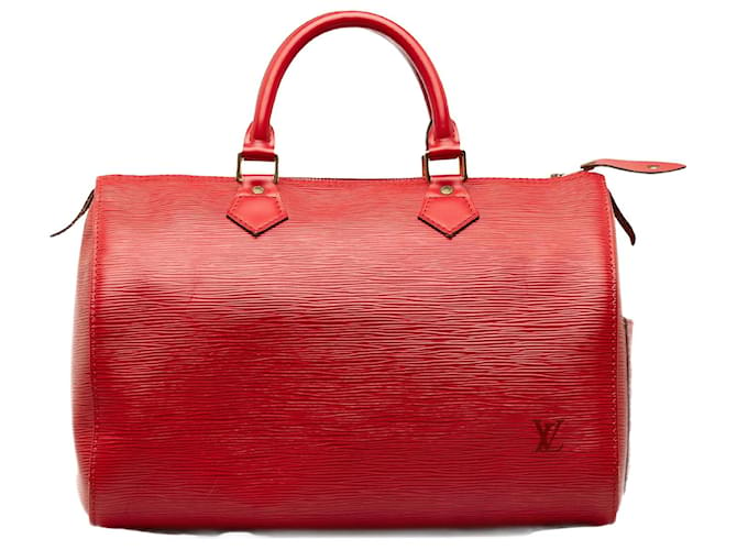 Red Louis Vuitton Epi Speedy 30 Boston Bag Leather  ref.1269471