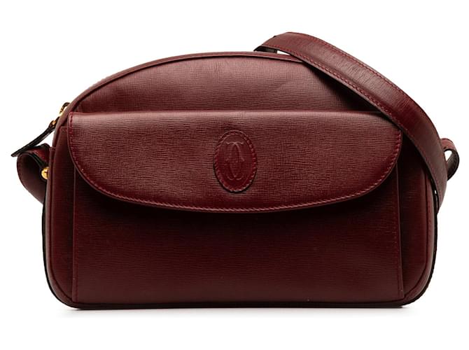Burgundy Cartier Must De Cartier Crossbody Bag Dark red Leather  ref.1269475