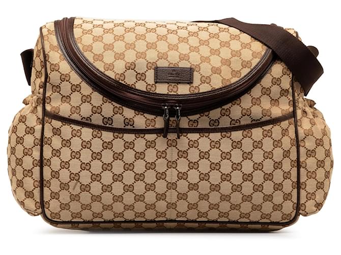 Brown Gucci GG Canvas Diaper Bag Leather  ref.1269482