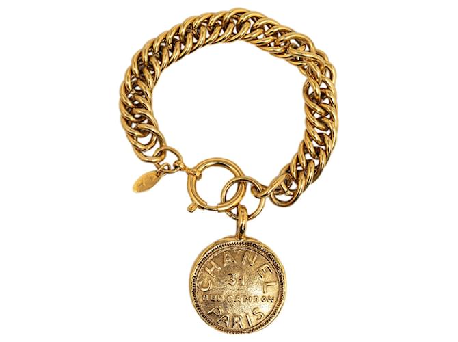 Gold Chanel 31 Rue Cambon Medallion Bracelet Golden Metal  ref.1269484