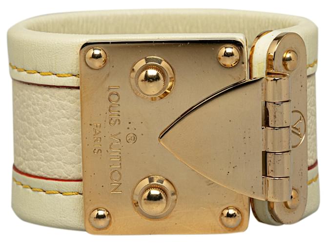White Louis Vuitton Suhali S Lock Bracelet Leather  ref.1269502