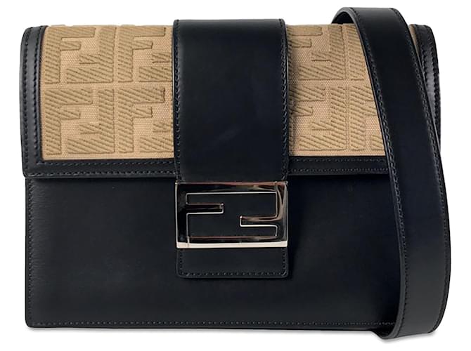 Black Fendi FF 1974 Baguette Crossbody Bag Leather  ref.1269505