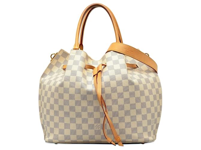 White Louis Vuitton Damier Azur Girolata Bucket Bag Leather  ref.1269517