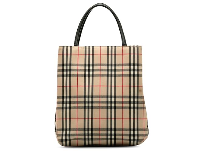 Bolsa Burberry House Check Bege Couro  ref.1269519