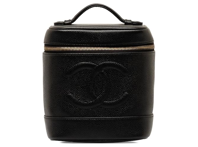 Black Chanel CC Caviar Vanity Case Leather  ref.1269525