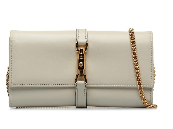 White Gucci Jackie 1961 WALLET ON CHAIN CROSSBODY BAG Leather  ref.1269567
