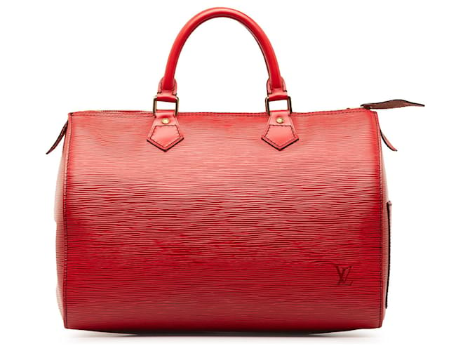 Louis Vuitton Epi Speedy Vermelho 30 Saco de Boston Couro  ref.1269592
