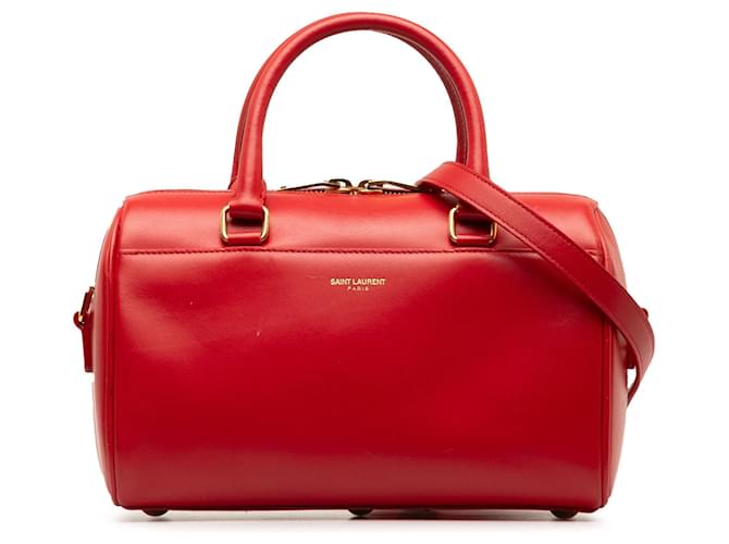 Duffle Bolso satchel clásico de cuero tipo lona para bebé de Saint Laurent rojo Roja  ref.1269593