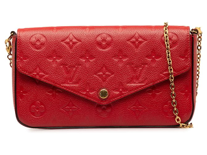 Bolsa Crossbody Louis Vuitton Monograma Empreinte Pochette Felicie Vermelha Vermelho Couro  ref.1269594