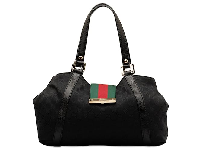 Black Gucci GG Canvas New Ladies Web Tote Leather  ref.1269611
