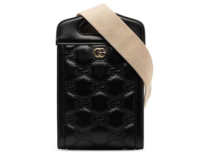 Schwarze Gucci GG Matelasse Mini-Taschen-Umhängetasche Leder  ref.1269612