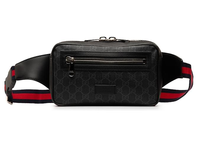 Black Gucci GG Supreme Web Belt Bag Leather  ref.1269613